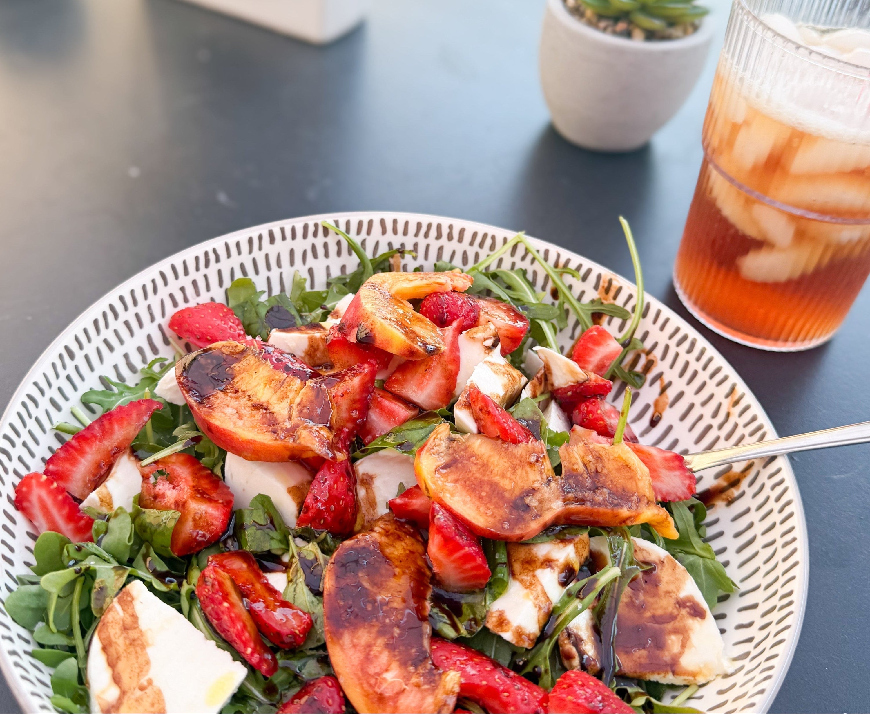 Summer Peach & Strawberry Caprese Salad